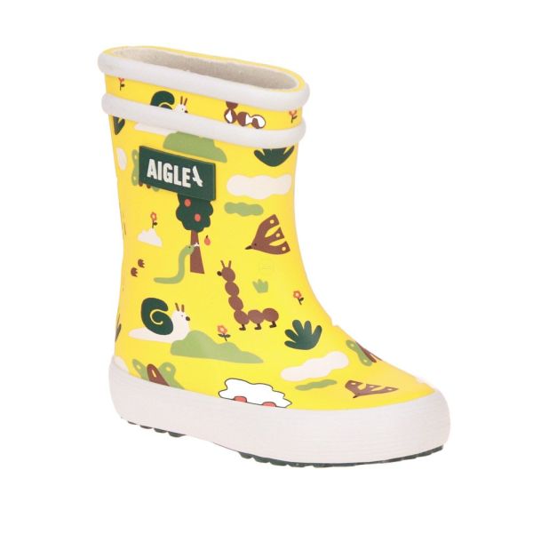 Aigle Babyflac Gele Rubberlaars Animaux  (NA41A) - MerkenOutlet