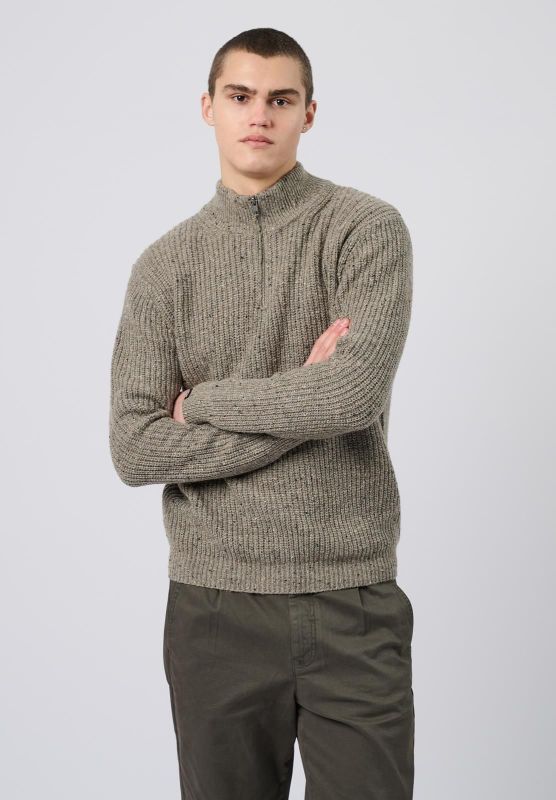 Antwrp Zipped Neppy Yarn Knit Beluga  (BKW462-L219/00610) - MerkenOutlet