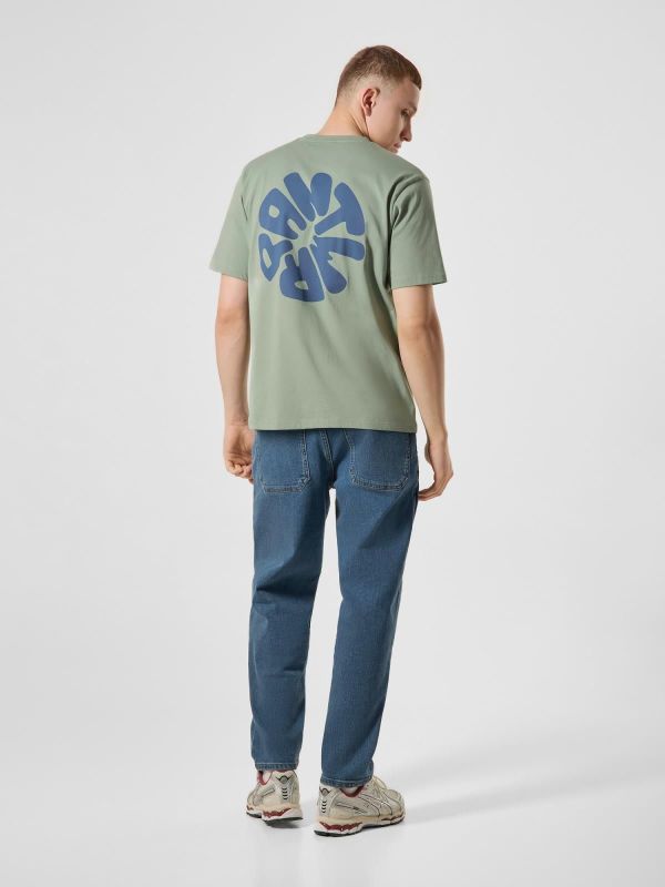 Antwrp Backprint T-Shirt Green Ash Straight Fit  (BTS478-L001S/000540 GREEN ASH) - MerkenOutlet