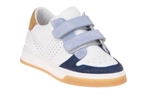 Beberlis Velcroschoen Wit-Blauw  (23808-C) - MerkenOutlet