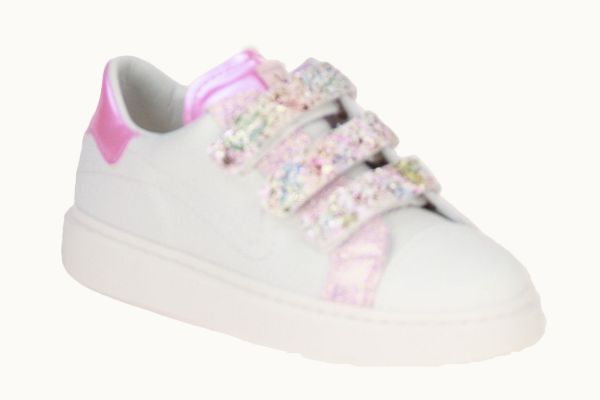 Beberlis Wit-Roze Velcroschoen  (24497-A) - MerkenOutlet