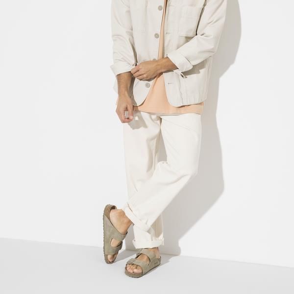 Birkenstock Arizona Narrow Soft Footbed Suede Leather Faded Khaki  (1019088) - MerkenOutlet