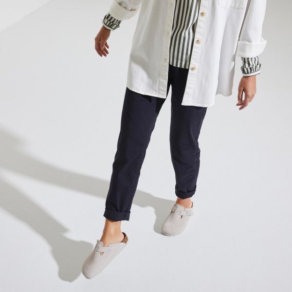 Birkenstock Boston Narrow Suede Leather Antique White  (1024740) - MerkenOutlet