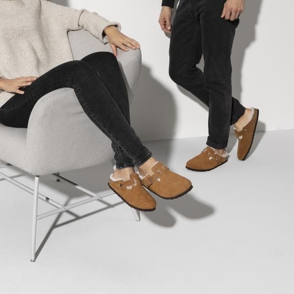Birkenstock Boston Shearling Suede Leather/Fur Mink  (1001141) - MerkenOutlet