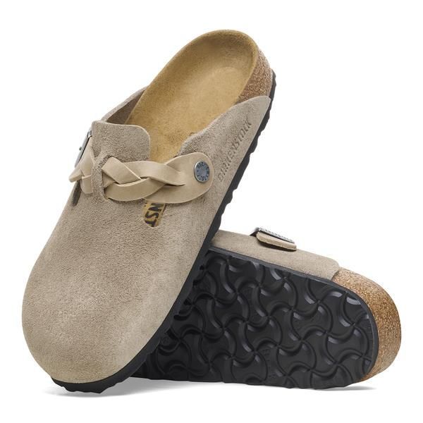 Birkenstock Boston Narrow Braided Suede Leather Taupe  (1026694) - MerkenOutlet