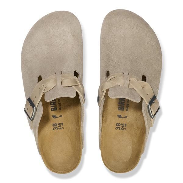 Birkenstock Boston Narrow Braided Suede Leather Taupe  (1026694) - MerkenOutlet