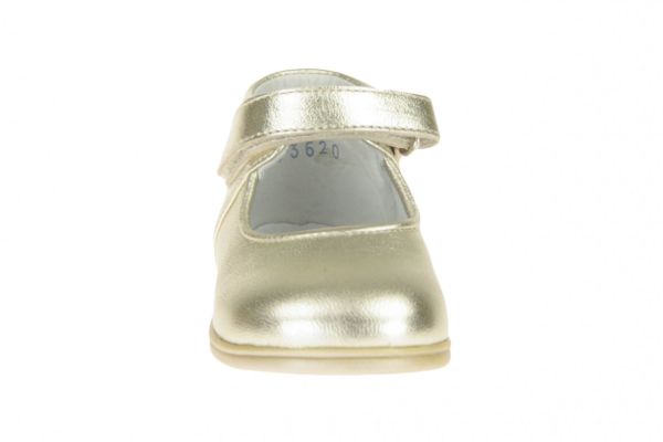 Cucada Beige-parelmoer ballerina met velcroriempje (3536Lpearl) - MerkenOutlet