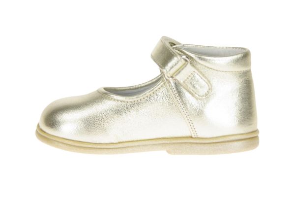 Cucada Beige-parelmoer ballerina met velcroriempje (3536Lpearl) - MerkenOutlet