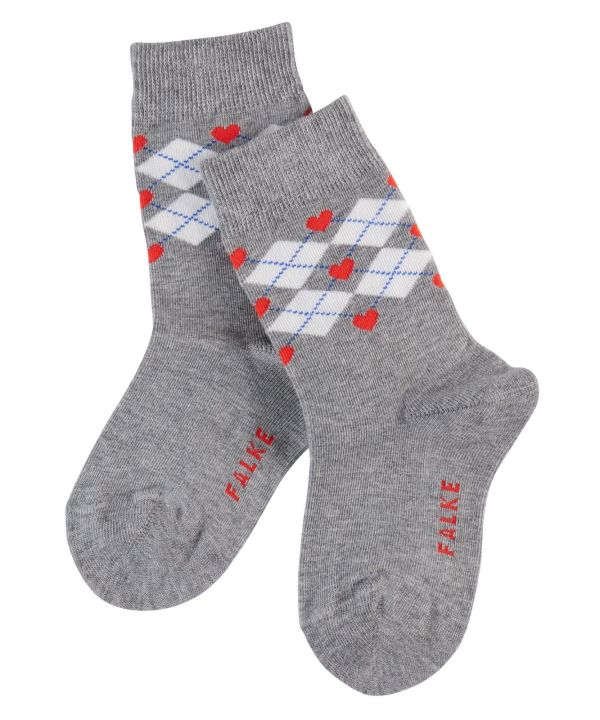 Falke Hearts Argyle Grijze Kous  (12187-3400) - MerkenOutlet