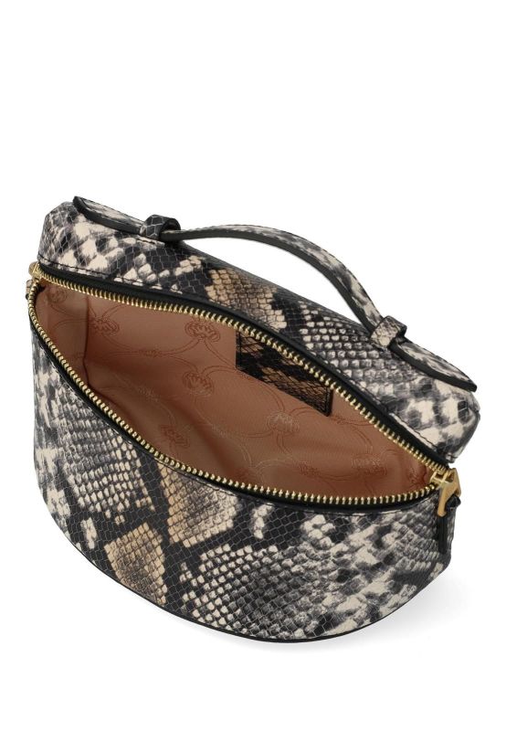 Fred De La Bretoniere Lori Crossbody Snake Printed Leather Black/White  (FR00350195W-1103) - MerkenOutlet