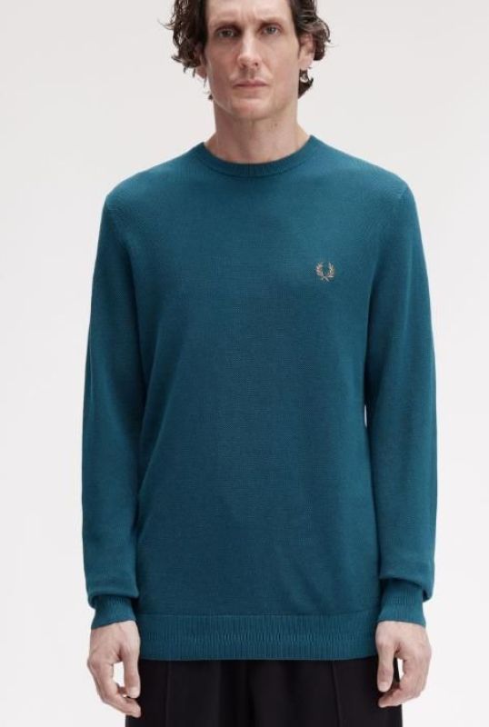 Fred Perry Pique Stitch Jumper Dark Petrol  (K1309-Z23) - MerkenOutlet