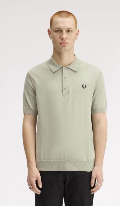 Fred Perry Cotton Knitted Shirt Seagrass  (K9725-M37) - MerkenOutlet