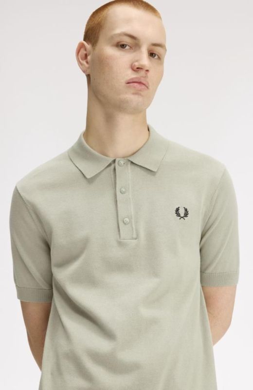 Fred Perry Cotton Knitted Shirt Seagrass  (K9725-M37) - MerkenOutlet