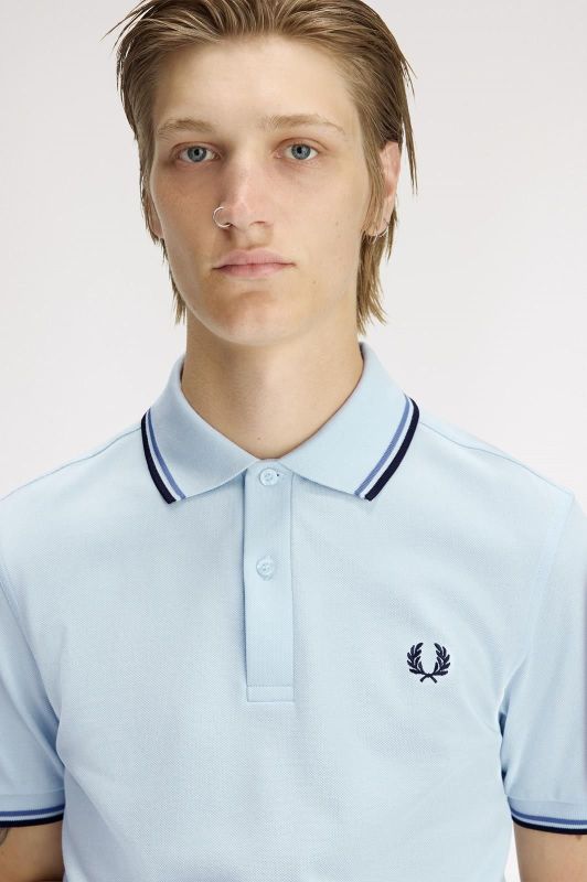 Fred Perry Twin Tipped Shirt Light Ice/Ace Blue/Navy  (M3600-96A) - MerkenOutlet