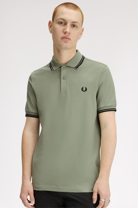 Fred Perry Twin Tipped Shirt Polo Seagrass/Black  (M3600-S23) - MerkenOutlet