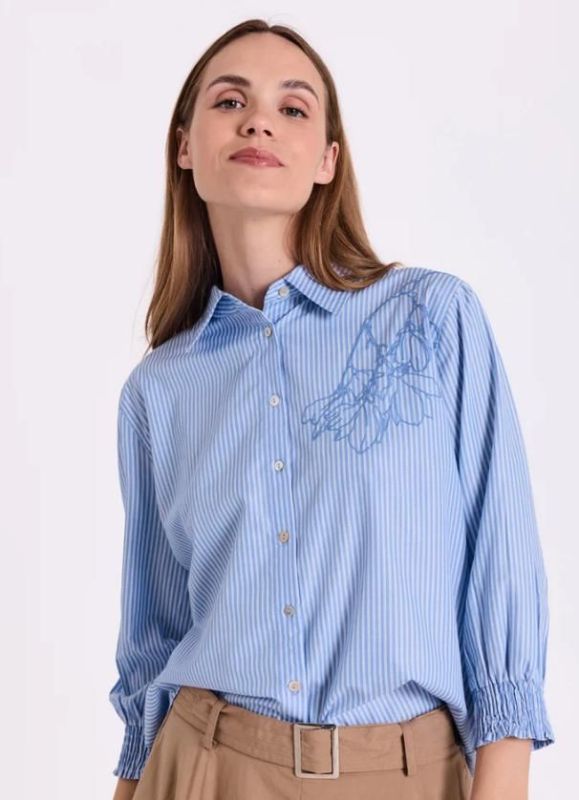 FQ Evalina Shirt Vista Blue/White  (207661 VISTA BLUE) - MerkenOutlet