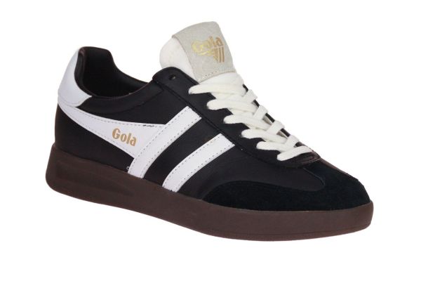Gola Cyclone Leather Black/White Sneaker  (CLB743 BLACK WHITE) - MerkenOutlet