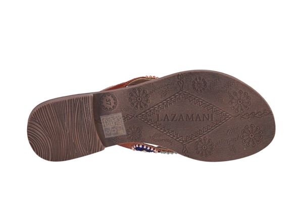 Lazamani Round Beads Slipper Tan-Multi  (75453 TAN MULTI) - MerkenOutlet