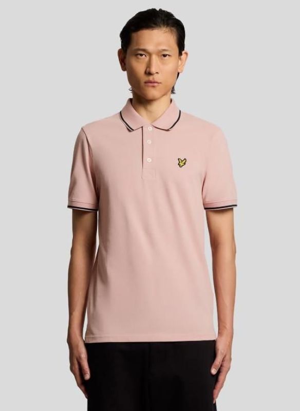 Lyle & Scott Tipped Polo Shirt Pink Grapefuit/Dark Navy  (SP1524VOGT-Y165) - MerkenOutlet