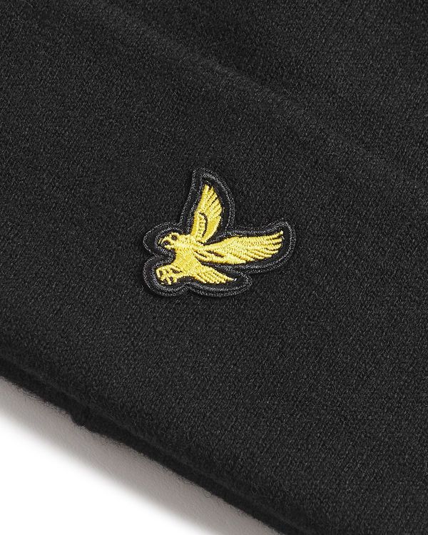 Lyle & Scott Cotton Merino Beanie Jet Black  (HE2313A-Z865) - MerkenOutlet