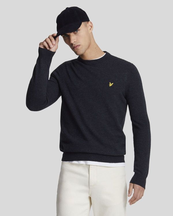 Lyle & Scott Lambswool Blend Crew Neck Jumper Dark Navy Marl  (KN2114VC-Z56) - MerkenOutlet