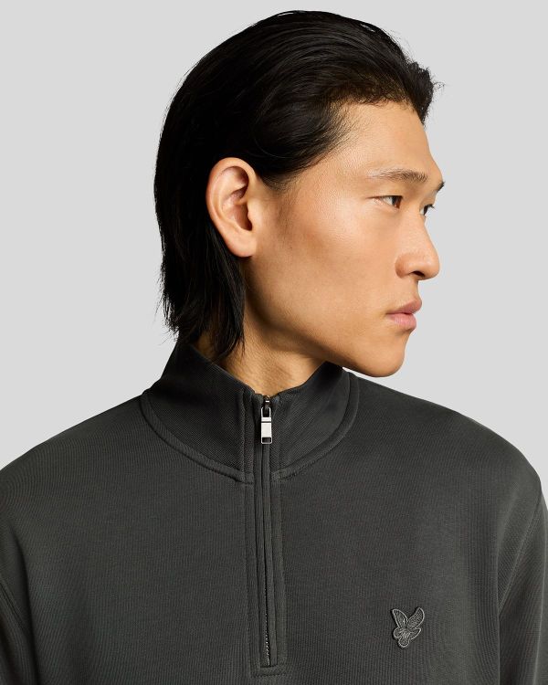 Lyle & Scott Superfine Quarter Zip Sweatshirt Gunmetal  (ML2258TON-W635) - MerkenOutlet