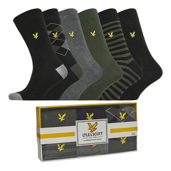Lyle & Scott Timothy 6 Pack Mixed Dress Socks Climbing  (SK-BOX-009/5755) - MerkenOutlet