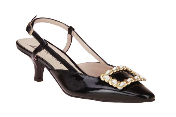 Marian Zwarte Pump Openhiel Lak  (10904-BLACK) - MerkenOutlet