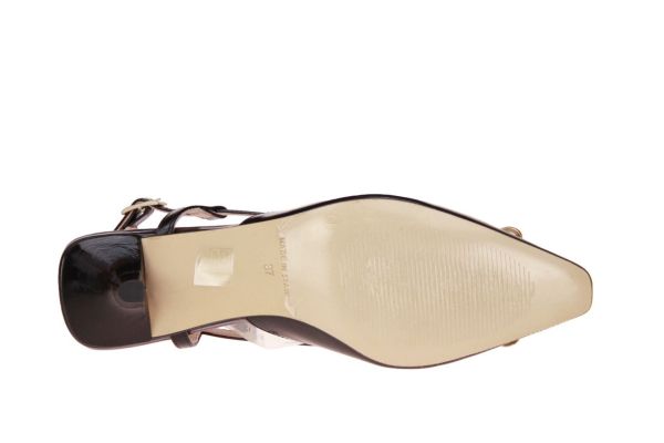 Marian Zwarte Pump Openhiel Lak  (10904-BLACK) - MerkenOutlet