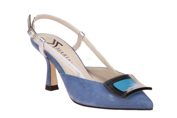 Marian Blauwe Pump Openhiel  (20905-JEANS) - MerkenOutlet