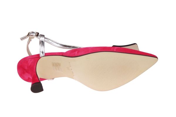 Marian Fuchsia-Zilveren Pump Openhiel  (20905-FUXIA) - MerkenOutlet