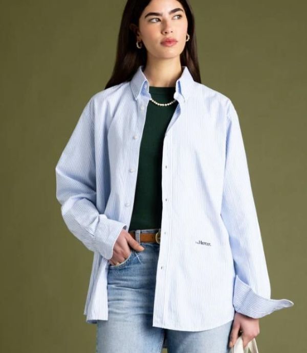 Mercer The Oxford Shirt White/Blue  (AP261008-155) - MerkenOutlet