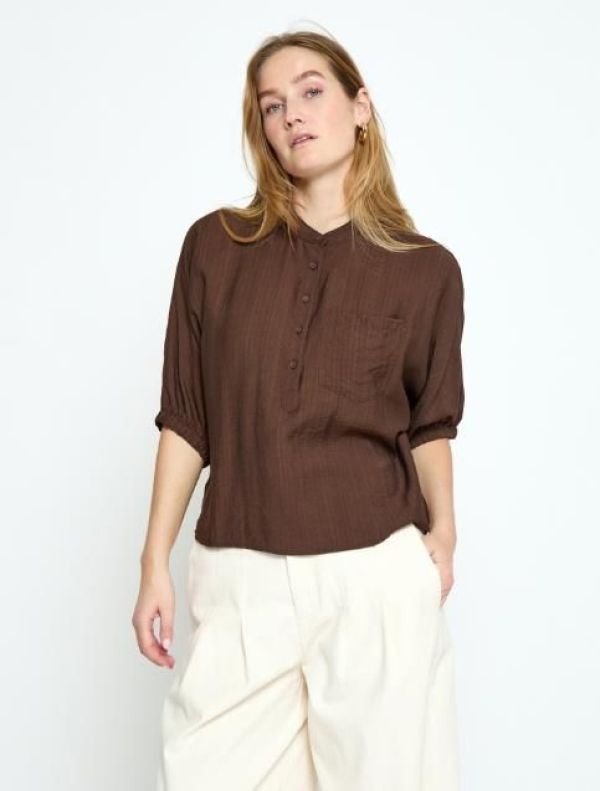 Minus Barbara Blouse Chestnut  (MI7040-5065) - MerkenOutlet