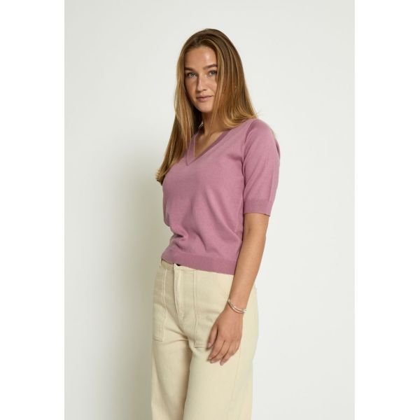 Minus Milla V-Neck Knit Tee Mauve Orchid  (MI4751-7032) - MerkenOutlet
