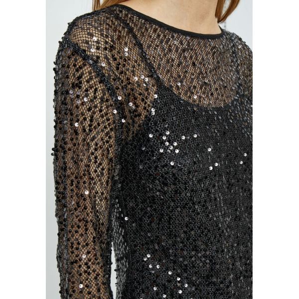 Minus Mera Round Neck Long Sleeve Blouse Black  (MI5760-100) - MerkenOutlet