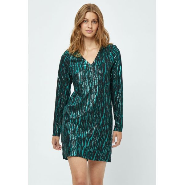 Minus Caia V-Neck Short Glitter Dress Jade Green  (MI5775-3036) - MerkenOutlet