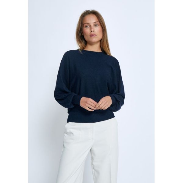 Minus Dana Bat Sleeve Knit Pullover Black Iris Solid  (mi6280-542) - MerkenOutlet