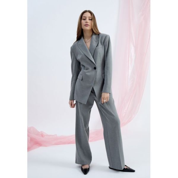 Minus Welma Mid Waist Pant Light Grey Melange  (MI6468-112M) - MerkenOutlet