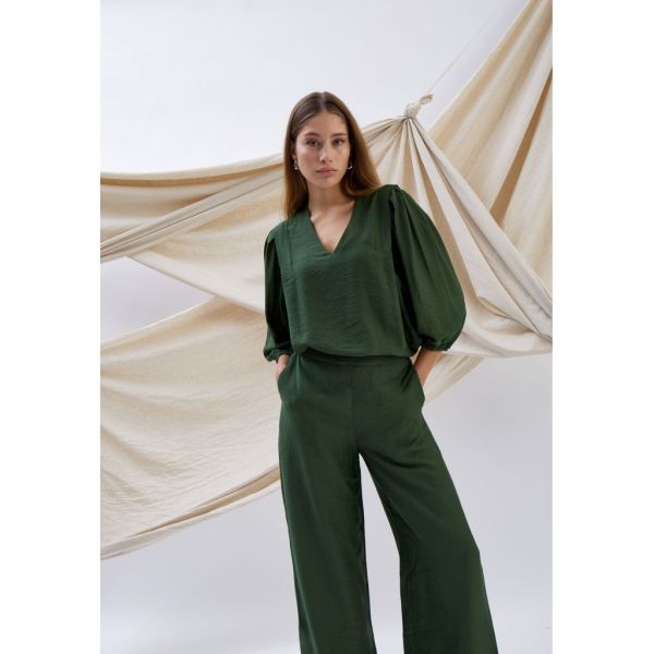 Minus Seria V-Neck Blouse Rifle Green  (MI6707-3835) - MerkenOutlet