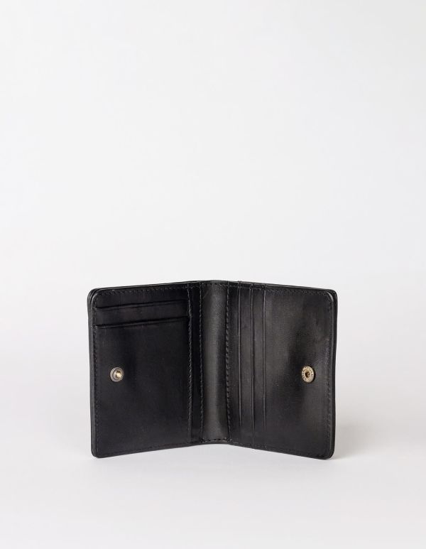 O My Bag Alex Fold Over Wallet Black Classic Leather  (OMB-E070CV) - MerkenOutlet