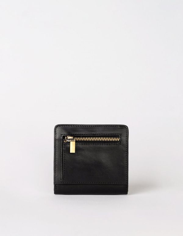 O My Bag Alex Fold-Over Wallet Black Classic Leather  (OMB-E070CV) - MerkenOutlet