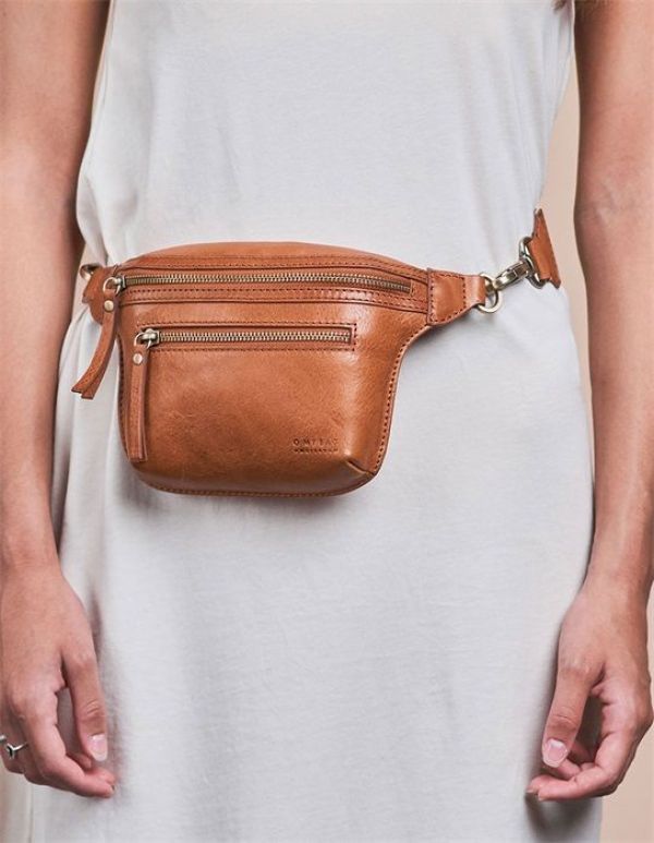 O My Bag Beck's Bum Bag Cognac Checkered Stromboli Leather  (OMB-E129BS) - MerkenOutlet