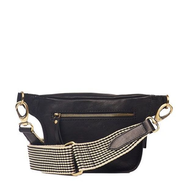 O My Bag Beck's Bum Bag Black Stromboli Leather  (OMB-E129CS2) - MerkenOutlet