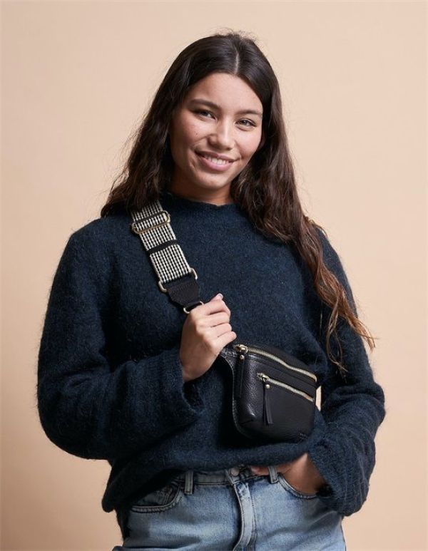 O My Bag Beck's Bum Bag Black Stromboli Leather  (OMB-E129CS2) - MerkenOutlet