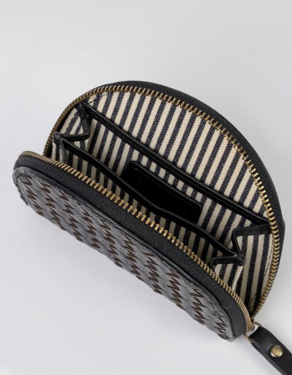 O My Bag Laura Coin Purse Black Woven Leather  (OMB-E147CVW) - MerkenOutlet