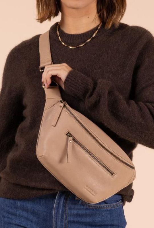 O My Bag Drew Bum Bag Sand Soft Grain Leather  (OMB-E158S) - MerkenOutlet