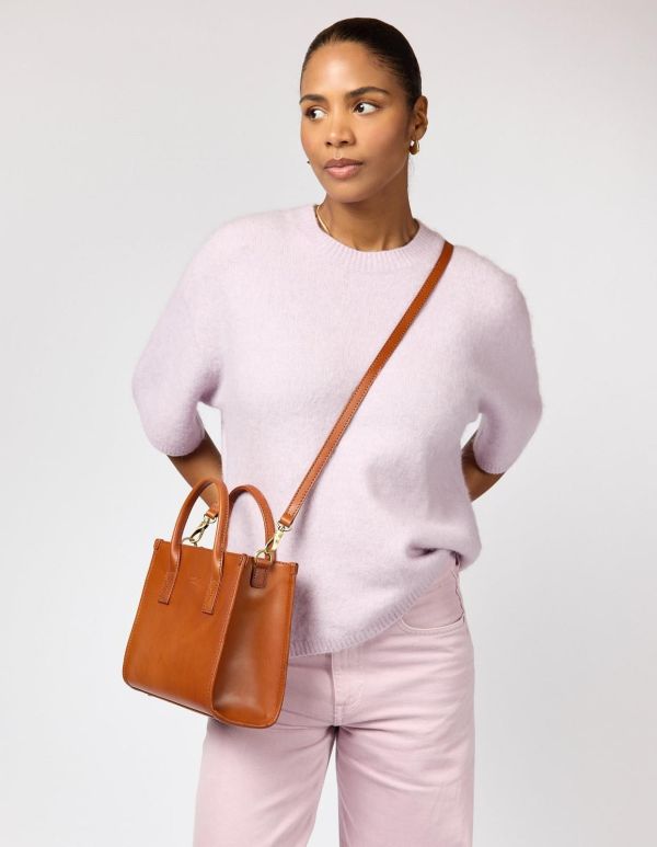 O My Bag Jackie Midi Leather Strap Cognac Classic Leather  (OMB-E194BV1) - MerkenOutlet