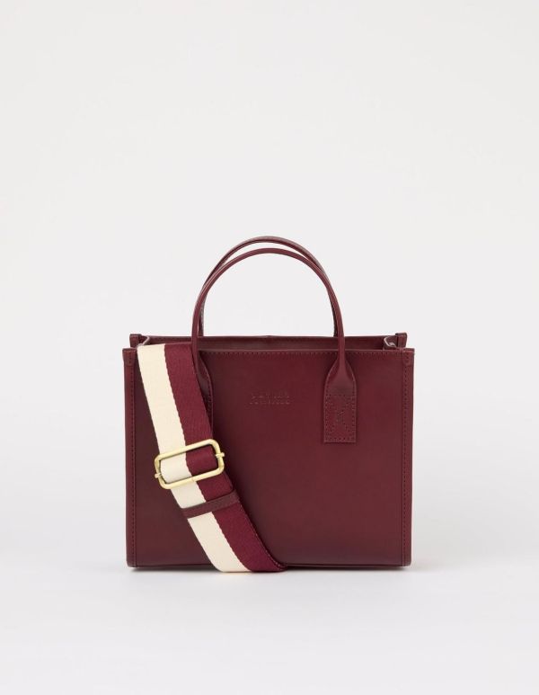 O My Bag Jacki Midi Dark Cherry Classic Leather Webbing Strap  (OMB-E194DV) - MerkenOutlet