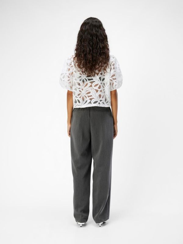 Object Sigrid HW Casual Pant Medium Grey Melange  (23041828 medium grey melange) - MerkenOutlet