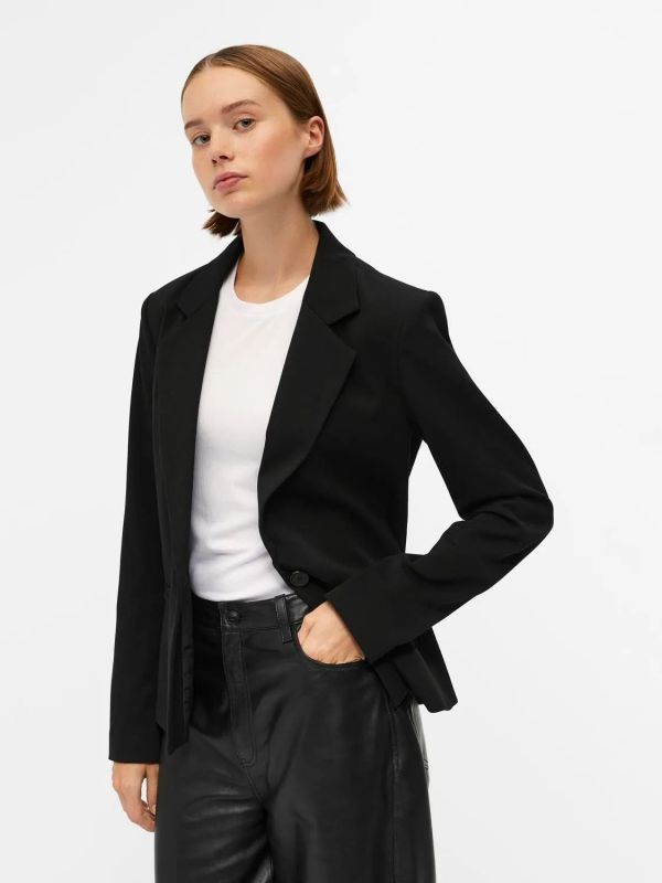 Object Lisa L/S Button Blazer Black  (23043420-black) - MerkenOutlet
